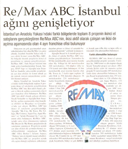 Selami Arpacı RE/MAX ABC - RE/MAX ABC İSTANBUL AĞINI GENİŞLETİYOR.  - FORUM GAZETESİ  30.08.2006 haberi