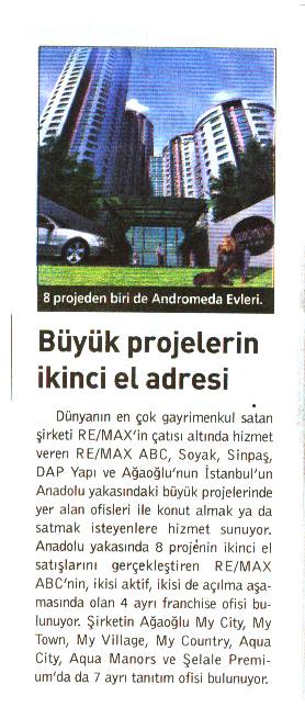 Selami Arpacı RE/MAX ABC - BÜYÜK PROJELERİN 2.EL ADRESİ  - REFERANS  16.08.2006 haberi
