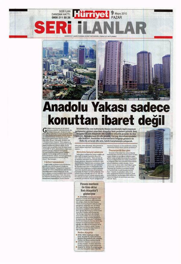 Selami Arpacı RE/MAX ABC - ANADOLU YAKASI SADECE KONUTTAN İBARET DEĞİL - HÜRRİYET SERİ İLANLAR 09.05.2010 haberi