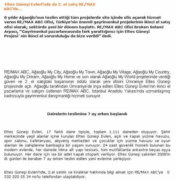 Selami Arpacı RE/MAX ABC - ELTES GÜNEŞİ EVLERİNDE.... - BASİNBULTENİ.COM  15.01.2008 haberi