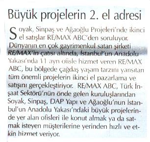 Selami Arpacı RE/MAX ABC - BÜYÜK PROJELERİN İKİNCİ EL ADRESİ - EVET GAZETESİ  20.08.2006 haberi